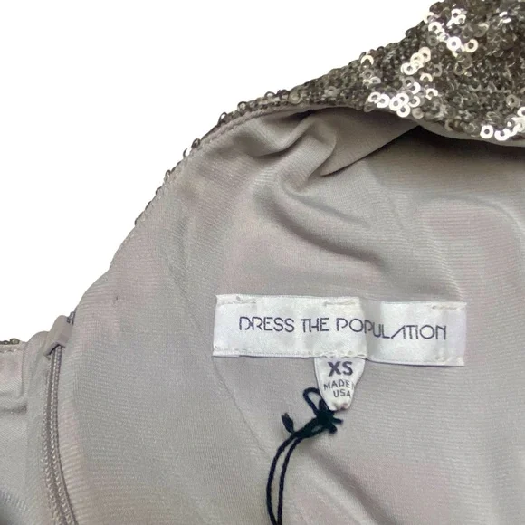Dress the Population Harper Gown XS Silver Sequin Mermaid Formal Evening Dress - Picture 14 of 16